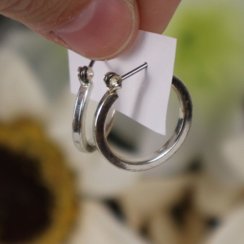 Silver Metallic Hoop Earrings